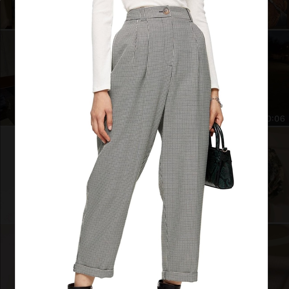 Topshop Houndstooth Crop Trousers
